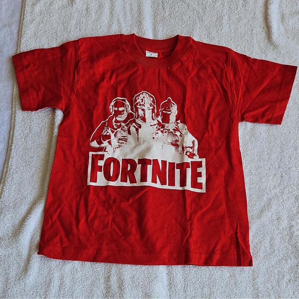 VELAN Fortnite Red Graphic Men's T-Shirt Crew Neck Cotton Short Sleeve Size M